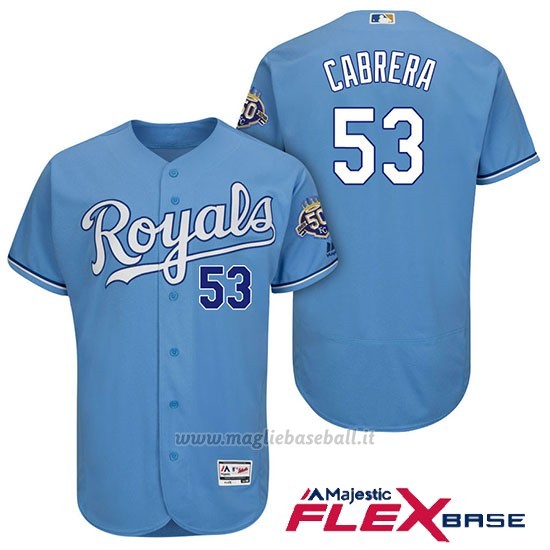 Maglia Baseball Uomo Kansas City Royals Melky Cabrera Light Blu 50th Season Flex Base